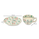 Jarokha Print 180ml Stoneware Cup & Saucer- Matt Green