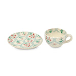 Jarokha Print 180ml Stoneware Cup & Saucer- Matt Green
