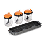 Spice Jar Set of 3 with Spoon- Orange, 425 ml