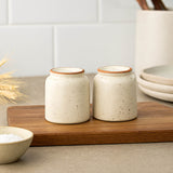 Salt and Pepper Stoneware Condiment Set- Cream