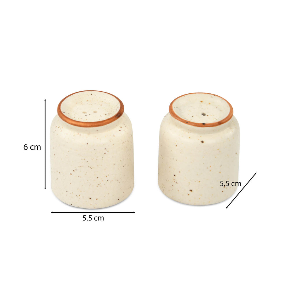 Salt and Pepper Stoneware Condiment Set- Cream