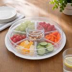 6 Compartment Platter with Lid- Transparent & White
