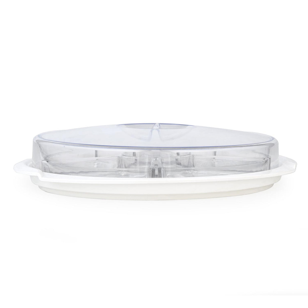 6 Compartment Platter with Lid- Transparent & White