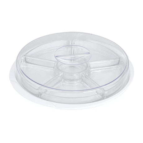6 Compartment Platter with Lid- Transparent & White
