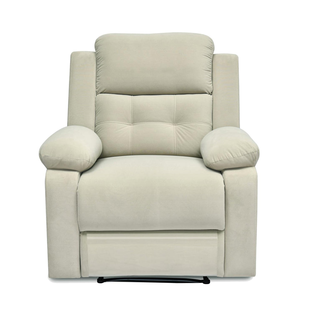 Derik 1 Seater Manual Recliner Sofa- Beige