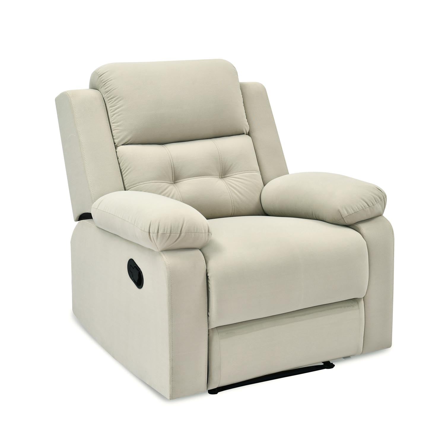 Derik 1 Seater Manual Recliner Sofa- Beige