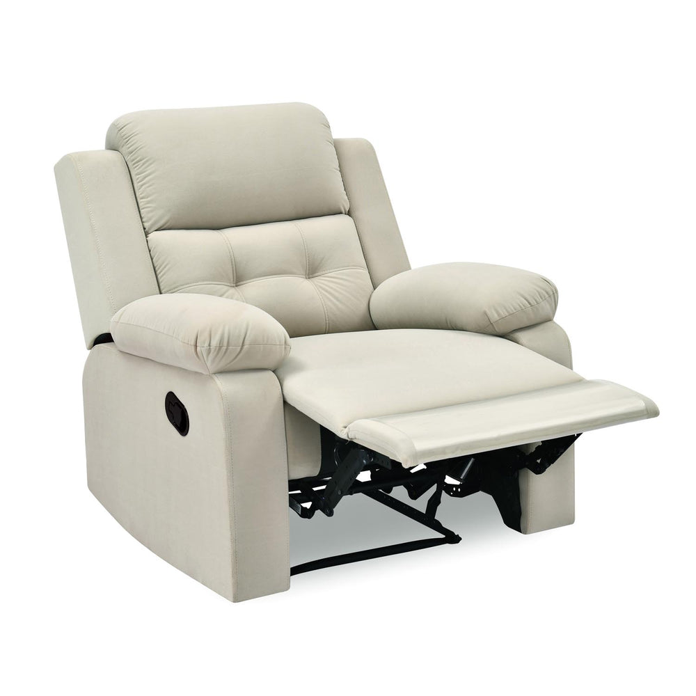 Derik 1 Seater Manual Recliner Sofa- Beige