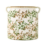 Floral Ceramic Pot Vase with Ears- Green