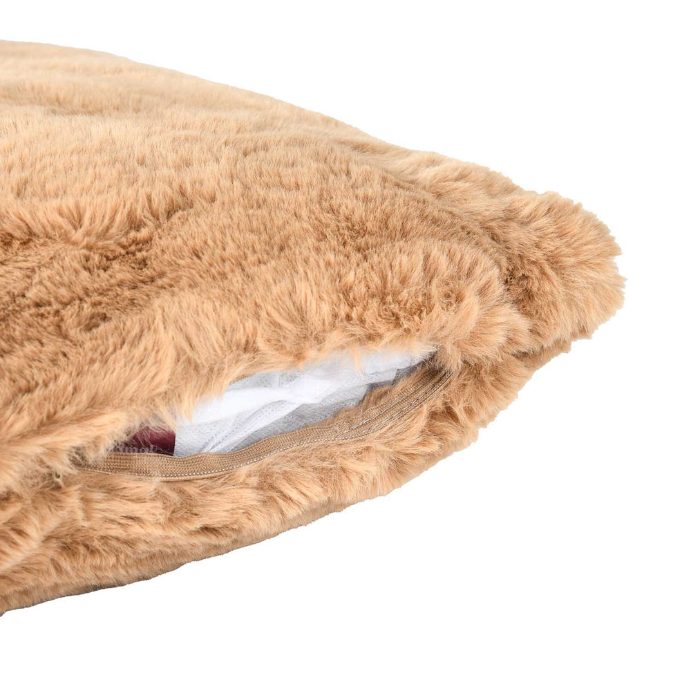 Faux Fur Decorative Filled Cushion- Brown