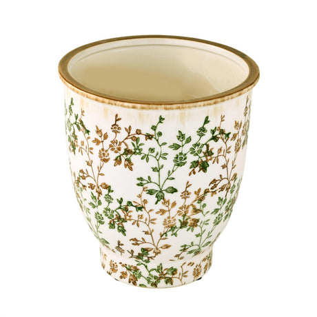 Floral Bell Shaped Ceramic Vase- Green