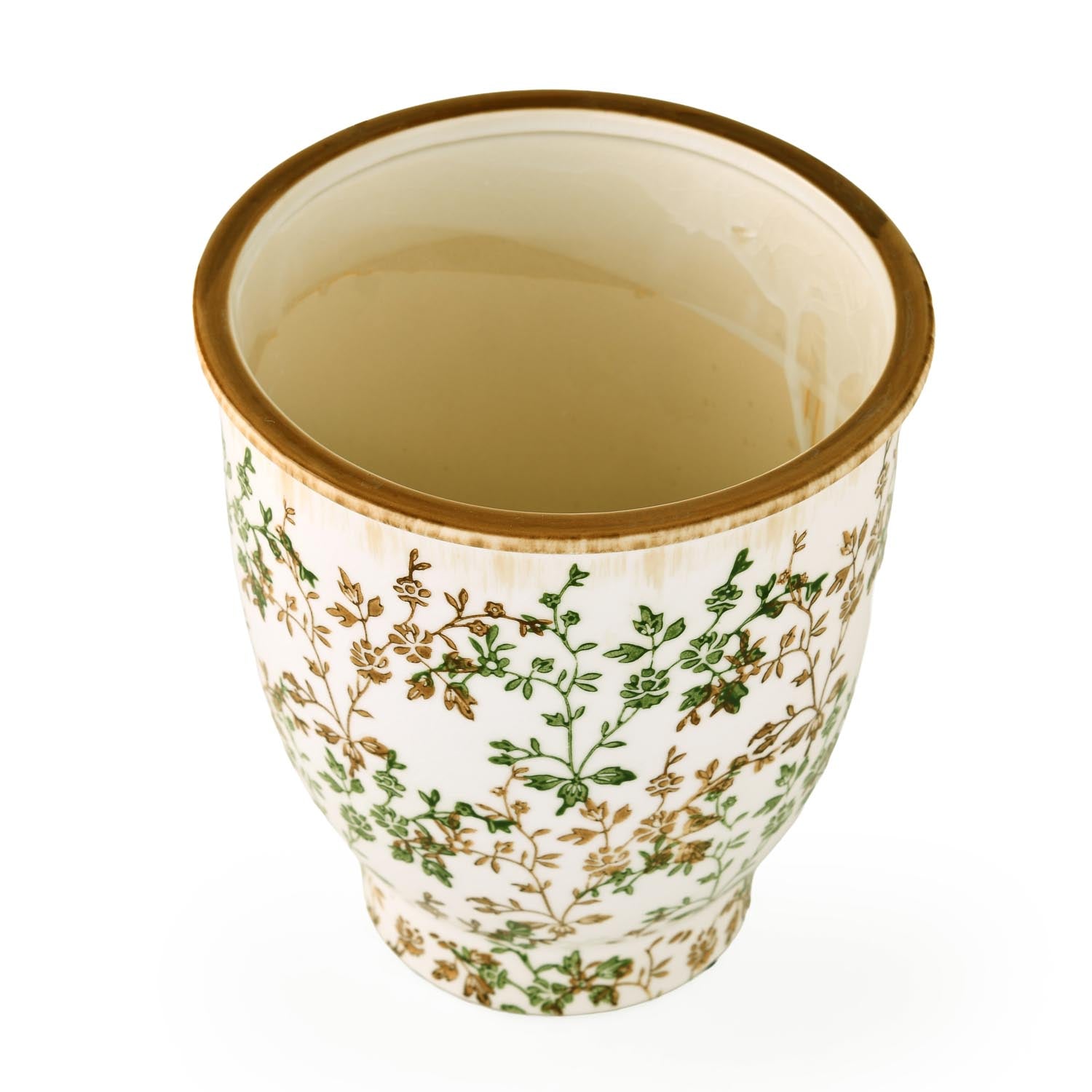 Floral Bell Shaped Ceramic Vase- Green