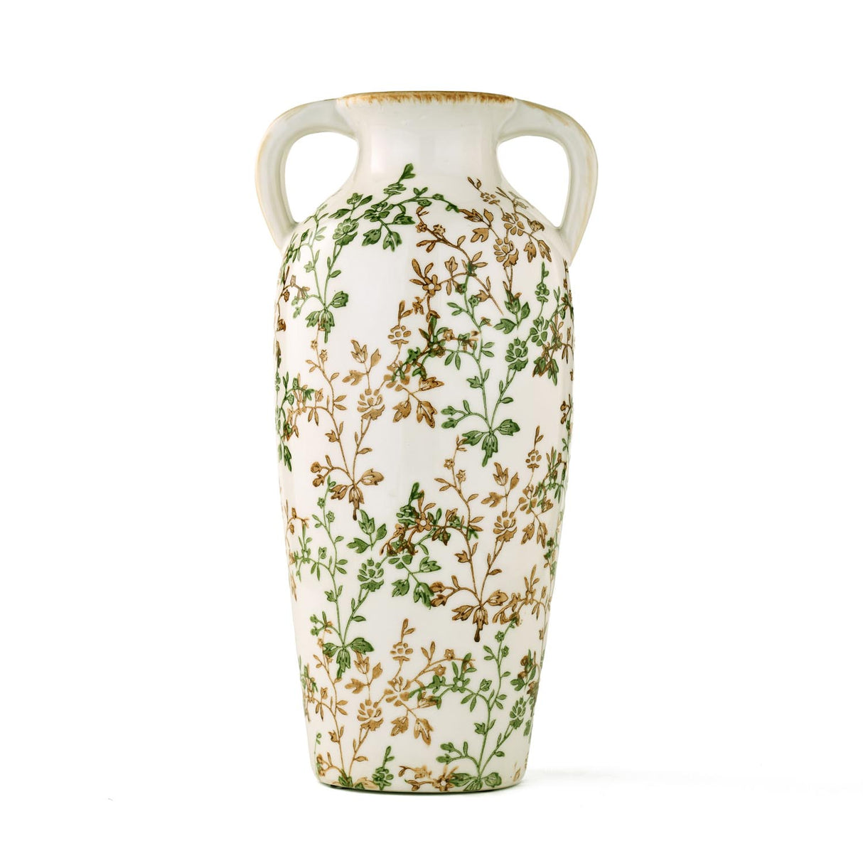 Floral Ceramic Vase with Ears Large- Green