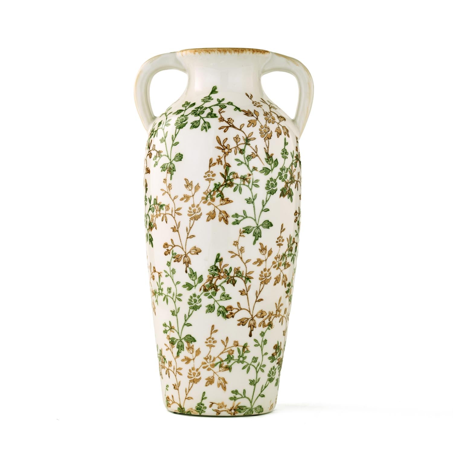 Floral Ceramic Vase with Ears Large- Green
