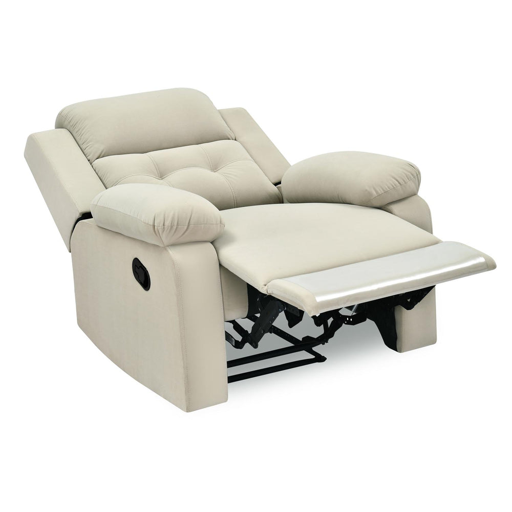 Derik 1 Seater Manual Recliner Sofa- Beige