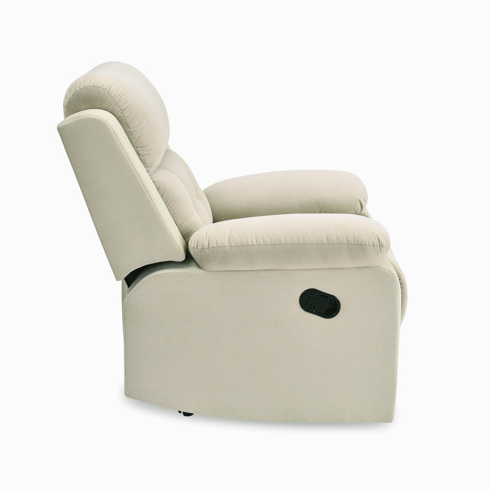 Derik 1 Seater Manual Recliner Sofa- Beige