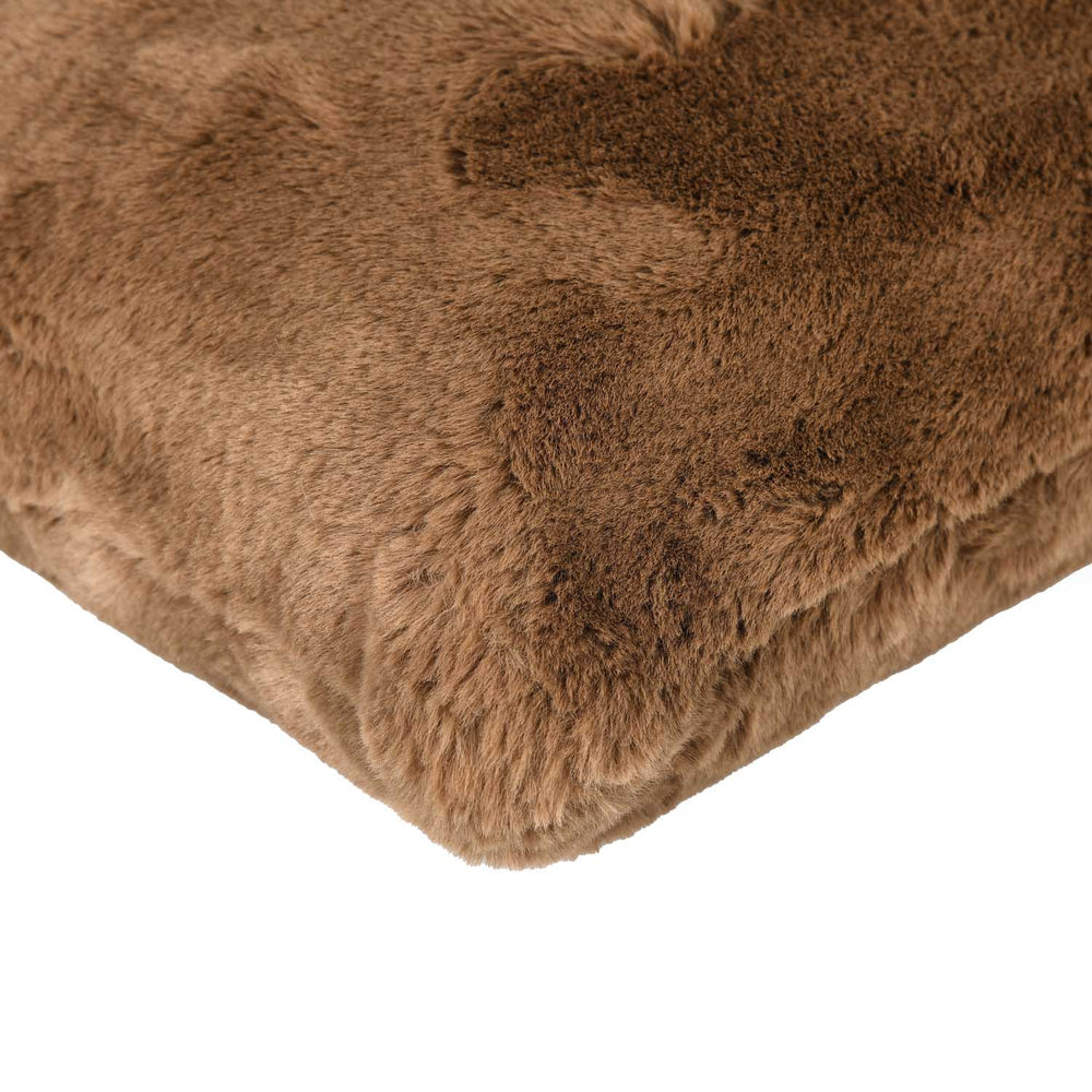 Faux Fur Decorative Filled Cushion- Brown
