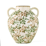Floral Oval Vase with Ears- Green
