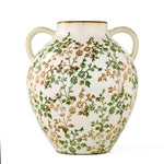 Floral Oval Vase with Ears- Green
