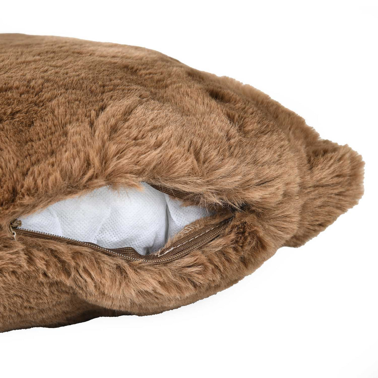 Faux Fur Decorative Filled Cushion- Brown