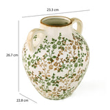 Floral Oval Vase with Ears- Green