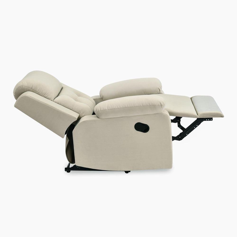 Derik 1 Seater Manual Recliner Sofa- Beige