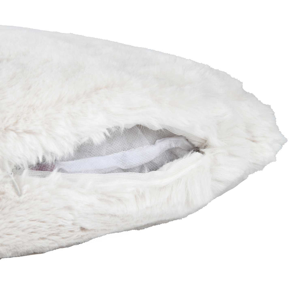 Faux Fur Decorative Filled Cushion Large- White