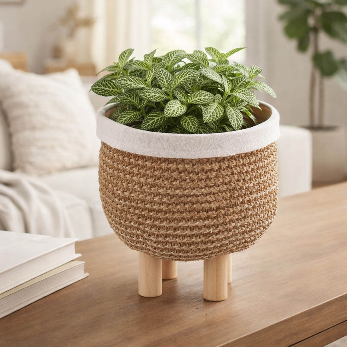 Gunny Sack Trileg Planter- Brown