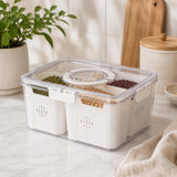Rectangular 4 Compartment Storage Cannister- Cream