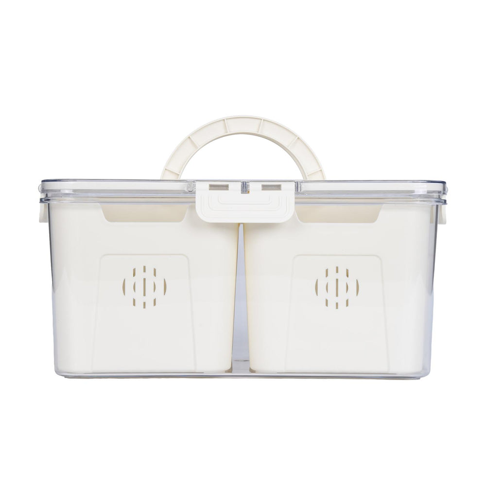 Rectangular 4 Compartment Storage Cannister- Cream