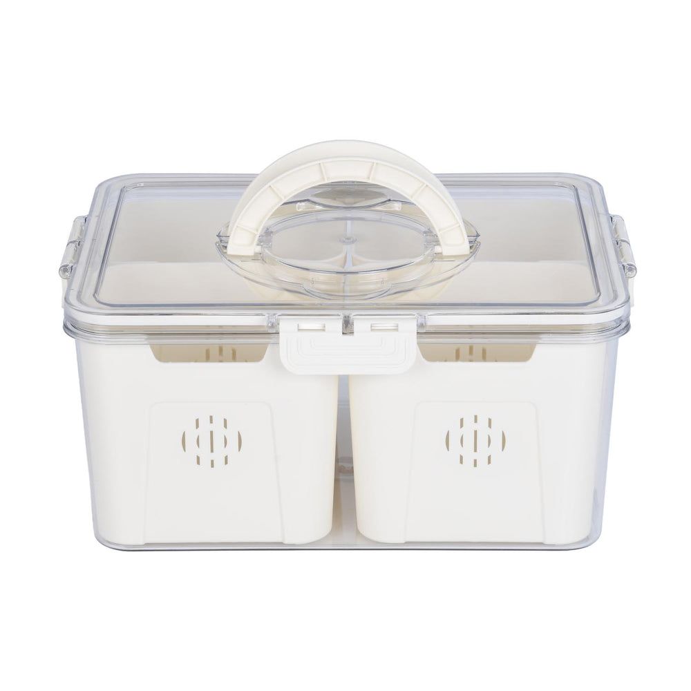 Rectangular 4 Compartment Storage Cannister- Cream