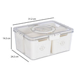 Rectangular 4 Compartment Storage Cannister- Cream