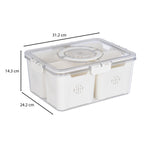 Rectangular 4 Compartment Storage Cannister- Cream