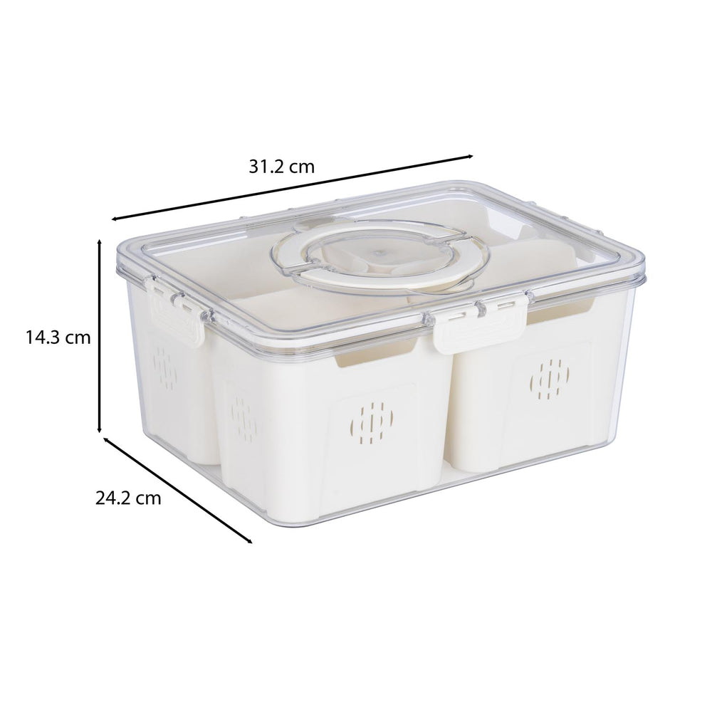 Rectangular 4 Compartment Storage Cannister- Cream