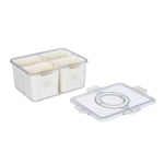 Rectangular 4 Compartment Storage Cannister- Cream
