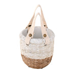 Dual Tone Planter with Handle- White & Brown