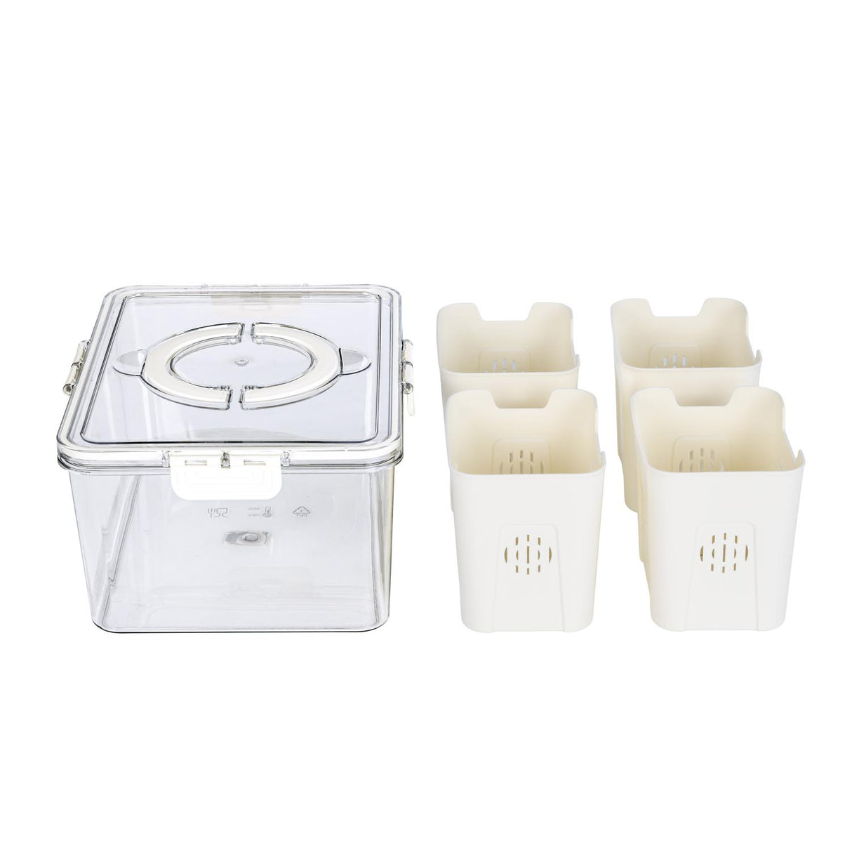 Rectangular 4 Compartment Storage Cannister- Cream