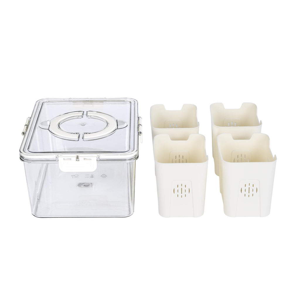 Rectangular 4 Compartment Storage Cannister- Cream