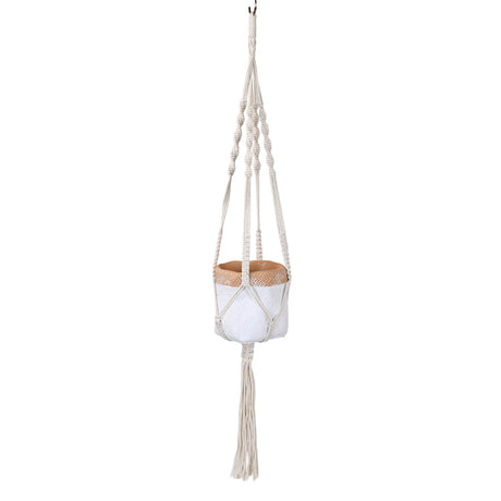 Macrame Hanging Planter- White