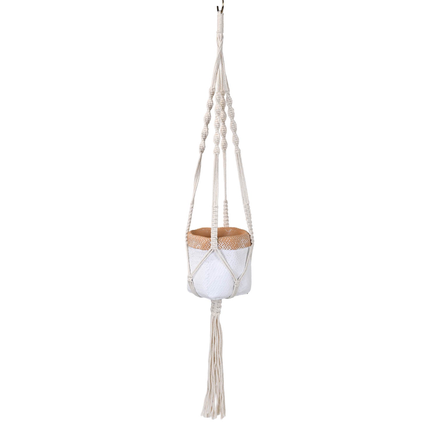 Macrame Hanging Planter- White