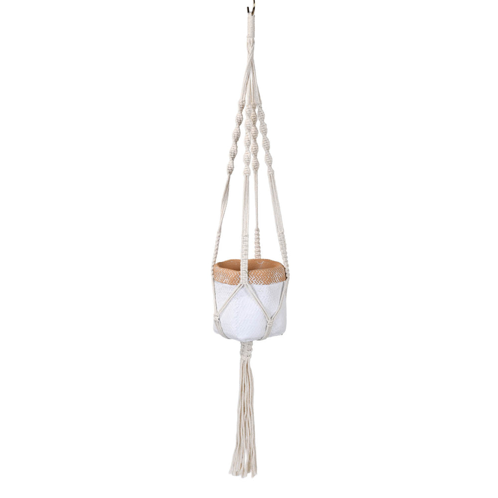 Macrame Hanging Planter- White