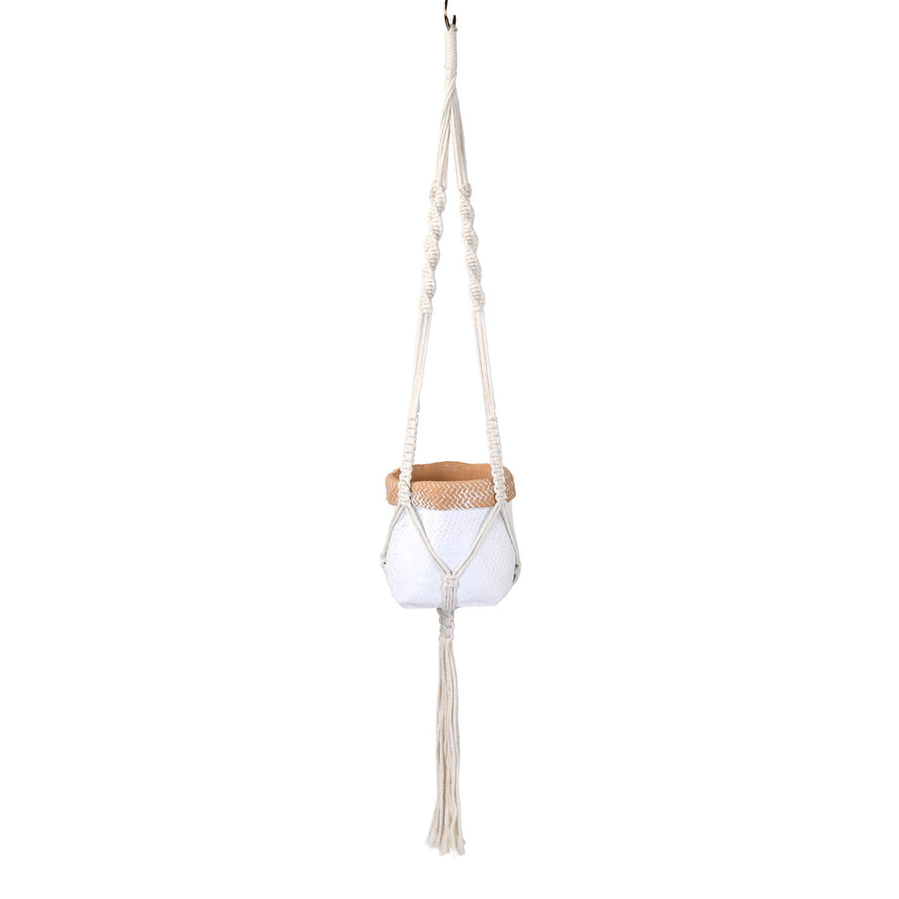 Macrame Hanging Planter- White