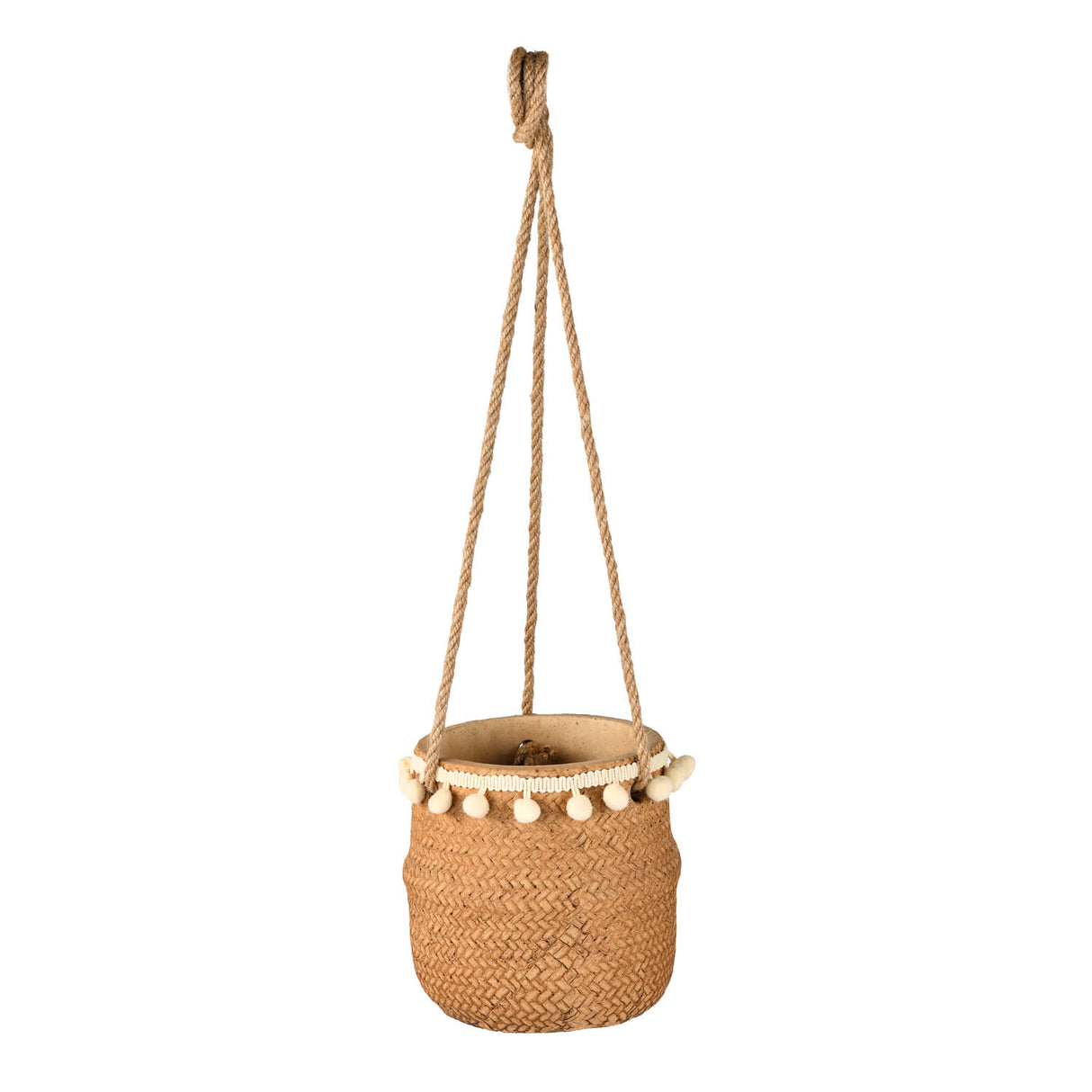 Boho Cement Planter with Tassels- Brown