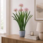Narcissus Grass Artificial Potted Plant- Pink & Green