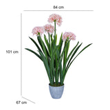 Narcissus Grass Artificial Potted Plant- Pink & Green