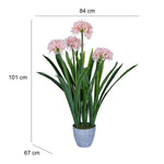 Narcissus Grass Artificial Potted Plant- Pink & Green