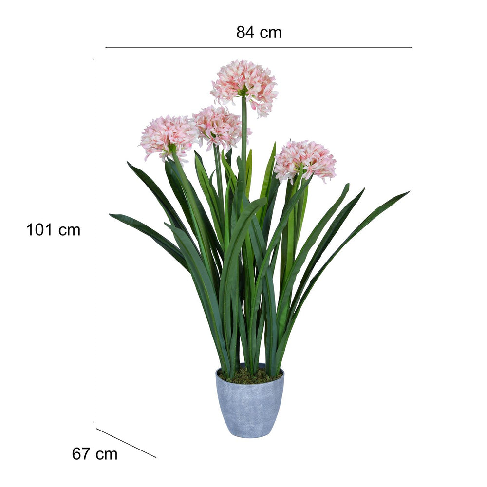 Narcissus Grass Artificial Potted Plant- Pink & Green