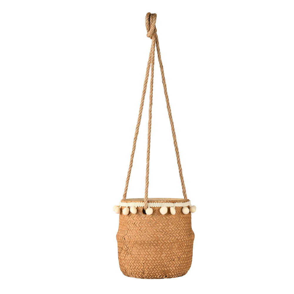 Boho Cement Planter with Tassels- Brown