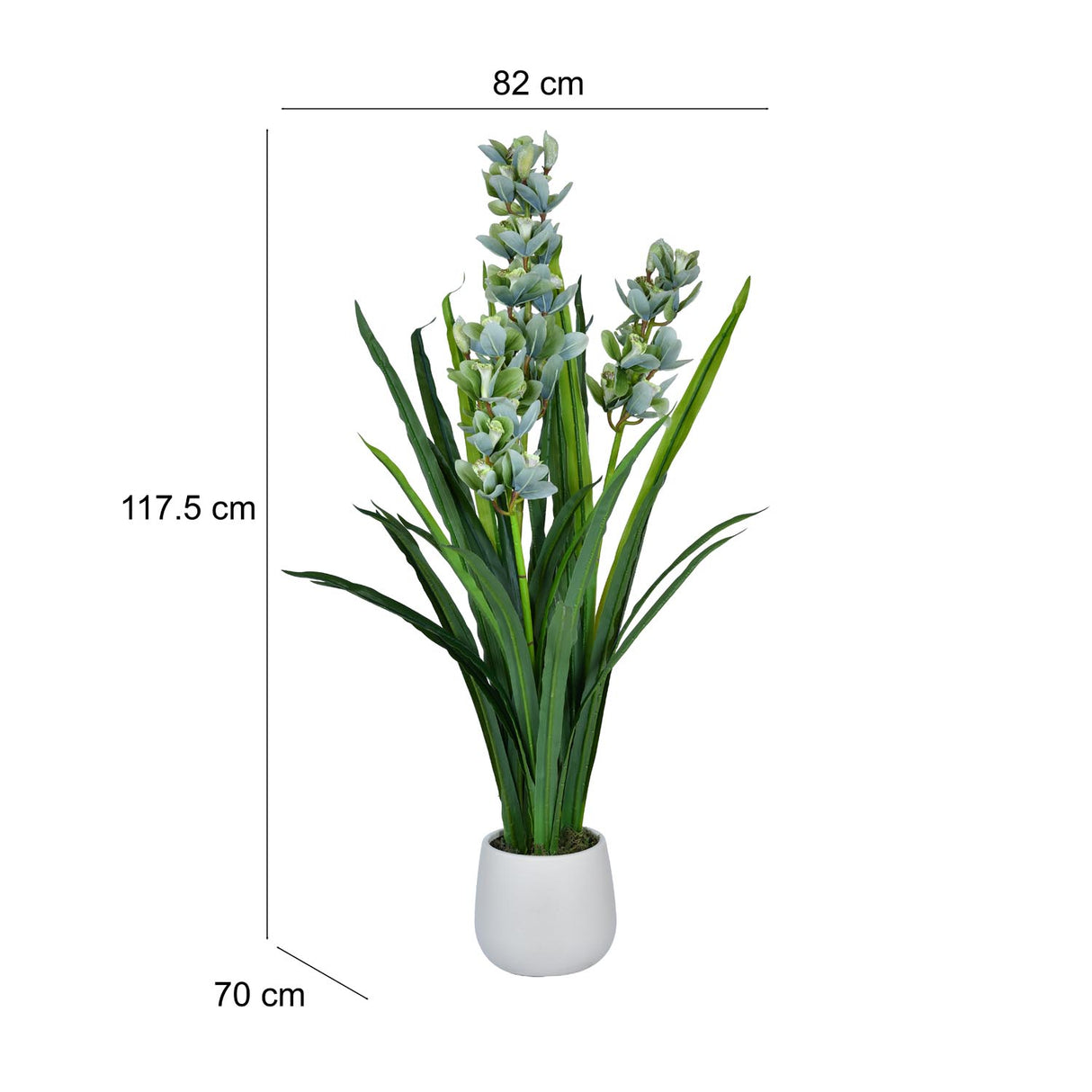 Cymbidium Grass Artificial Potted Plant- Green
