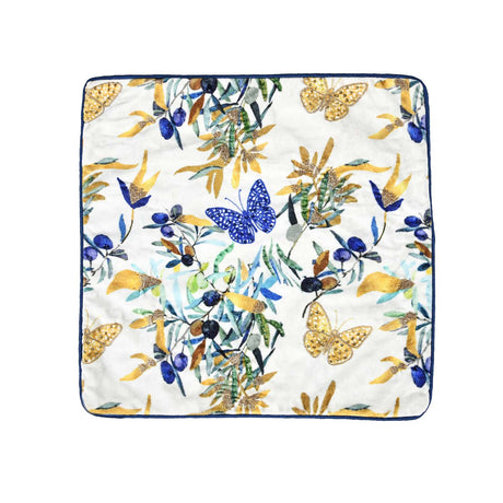 Tropical Butterfly Cotton & Viscose 16" x 16" Cushion Cover- Multicolor