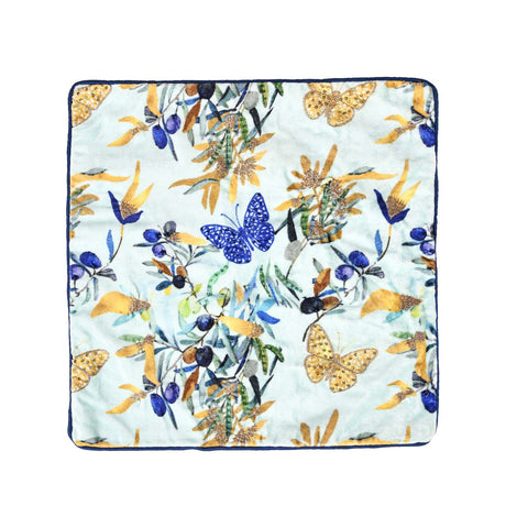 Tropical Butterfly Cotton & Viscose 16" x 16" Cushion Cover- Multicolor